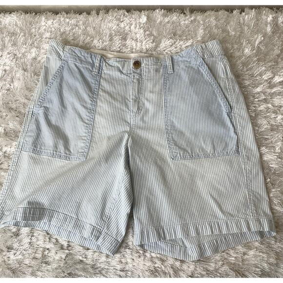Gap Striped Girlfriend Chino Shorts Patch Pocket Sz 8 - Picture 1 of 4